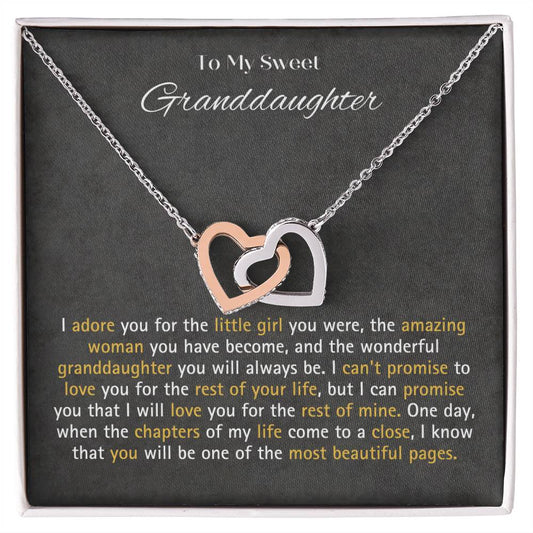 Granddaughter Interlocking Hearts Necklace - I Promise To Love You For the Rest Of My Life